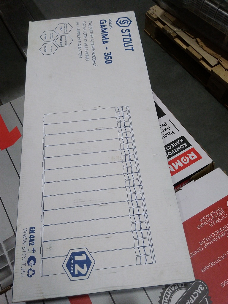 Уцененный товар (вмятина, потертость): Радиатор алюминиевый STOUT GAMMA 350 12 секций боковое подключение (белый RAL 9010), SRA-3310-035012