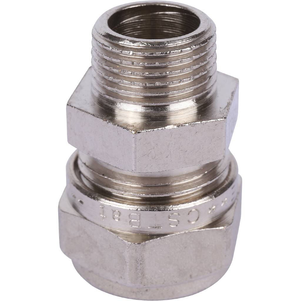 Переходник TIEMME НР 16х3/8 никелированный для металлопластиковых труб винтовой, 1600046