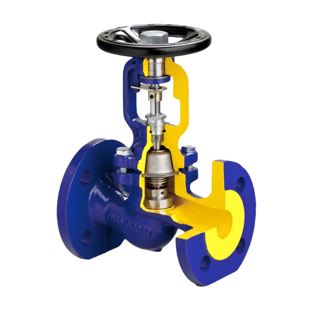 Клапан запорный сильфонный ZETKAMA 234A Ду15 Ру16 фланцевый из чугуна