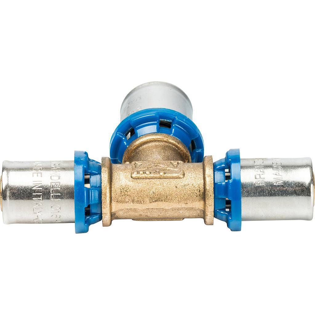 Тройник переходной Prandelli Multyrama 16.2х20.2х16.2 профиль H, TH, U для металлопластиковых труб прессовой, 509.34.14.1