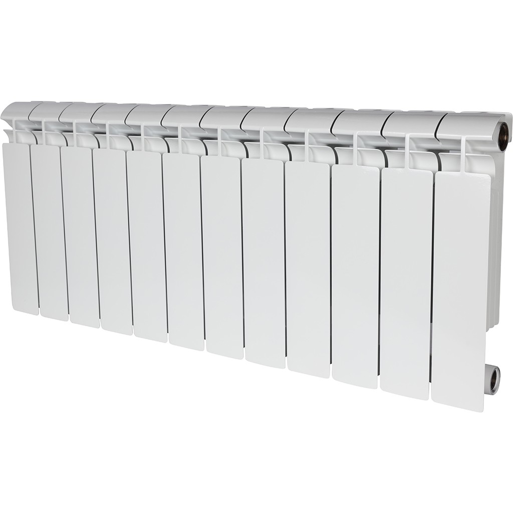 Радиатор биметаллический STOUT ALPHA 350 12 секций боковое подключение (белый RAL 9016)