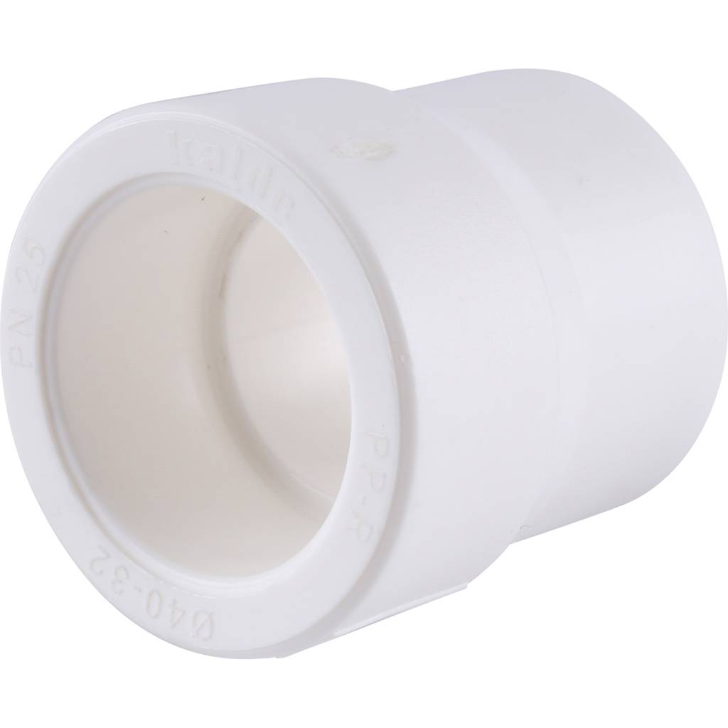 Муфта переходная Kalde 40х32 для полипропиленовых труб под сварку (цвет белый)