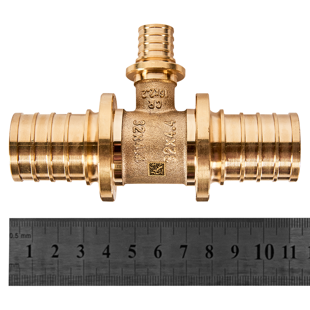 Тройник РЕХАУ с уменьшенным боковым проходом 32-16-32 MX для труб из сшитого полиэтилена аксиальный