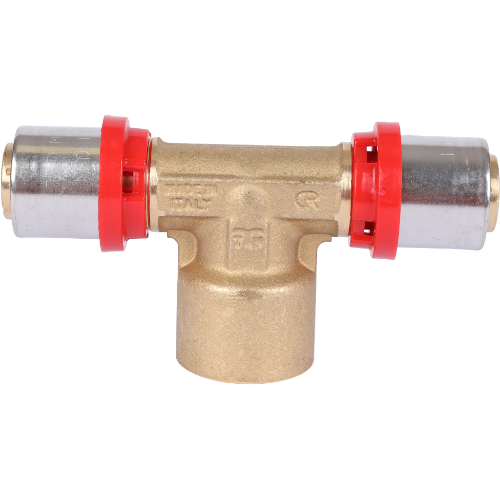 Тройник TIEMME с внутренней резьбой 20х1/2x20 для металлопластиковых труб прессовой, 1650039