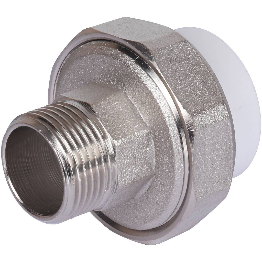 Муфта разъемная с наружной резьбой Политэк 32х3/4 для полипропиленовых труб под сварку (цвет белый)