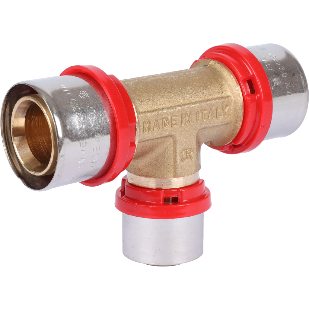 Тройник TIEMME редукционный 32x26x32 для металлопластиковых труб прессовой, 1650064