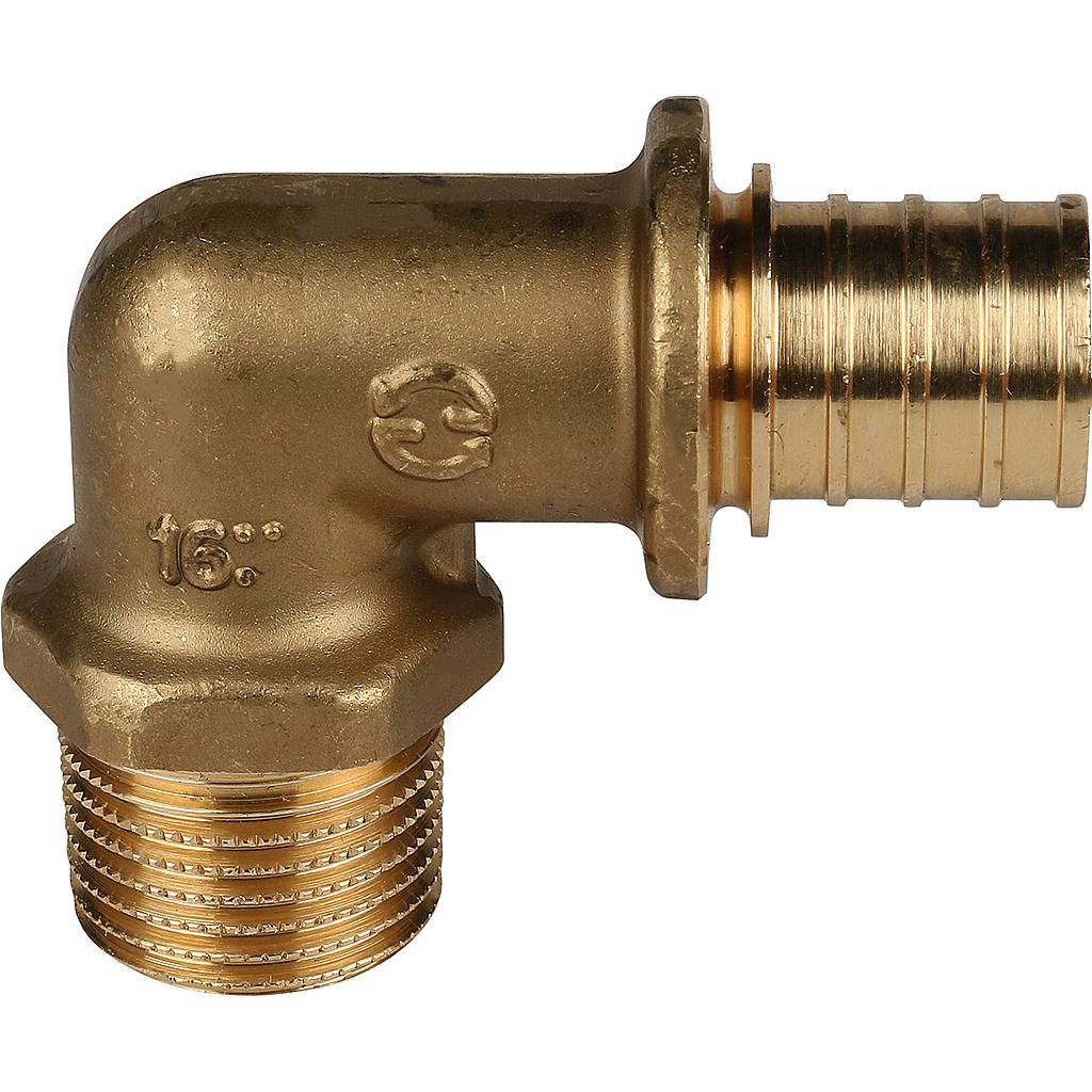 Угольник-переходник STOUT с наружной резьбой 20xR 1/2 для труб из сшитого полиэтилена аксиальный