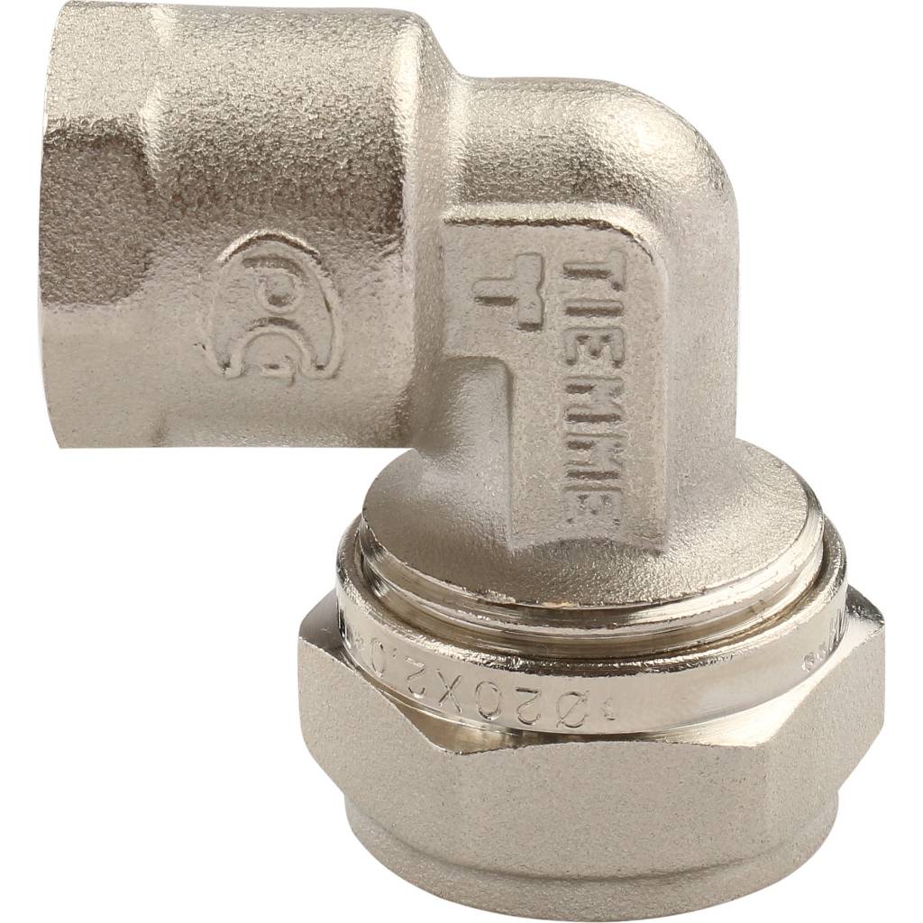 Угольник TIEMME с внутренней резьбой (20х2.0х1/2) для металлопластиковых труб винтовой, 1600026