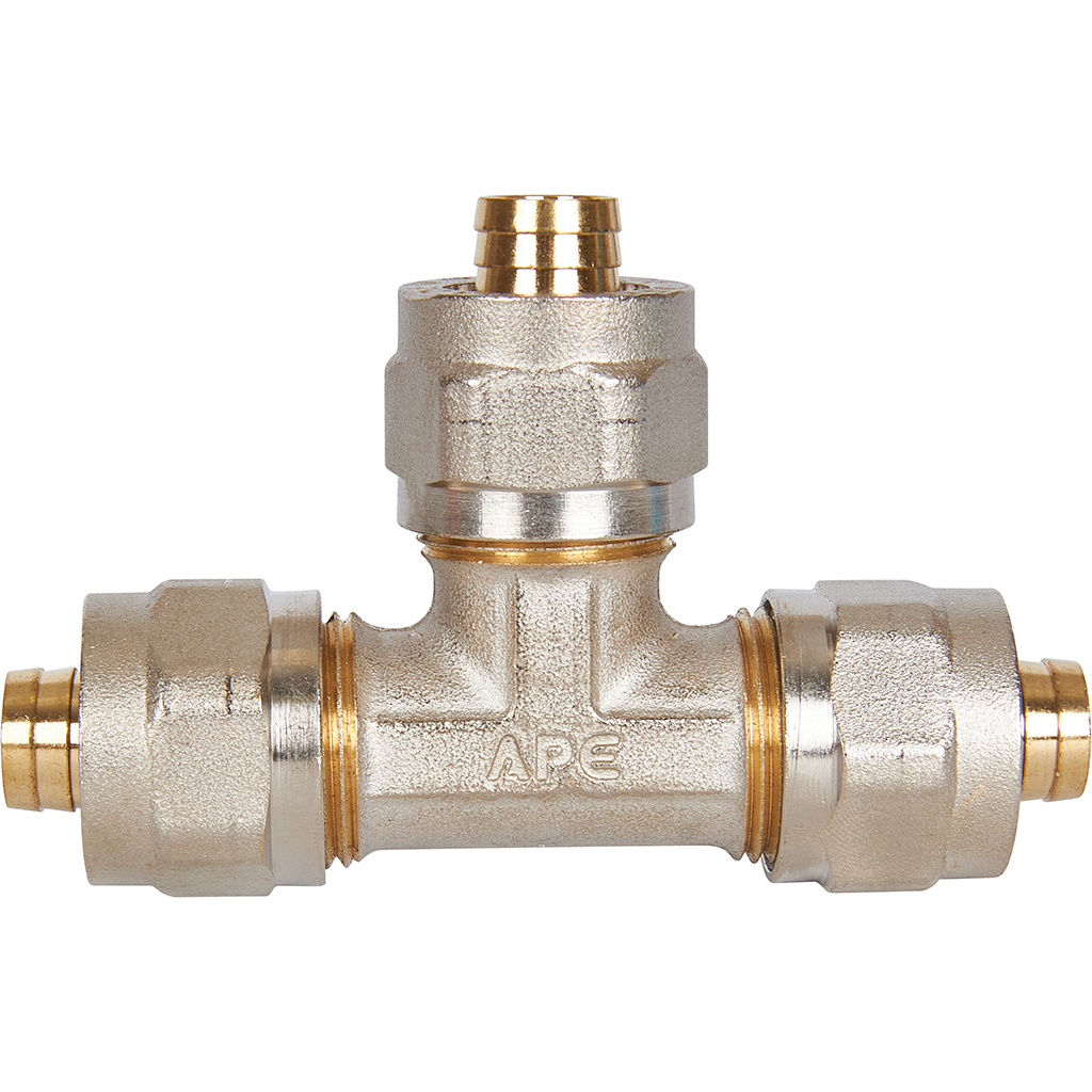 Тройник STOUT равнопроходный 16х16х16 для металлопластиковых труб винтовой, SFS-0009-000016