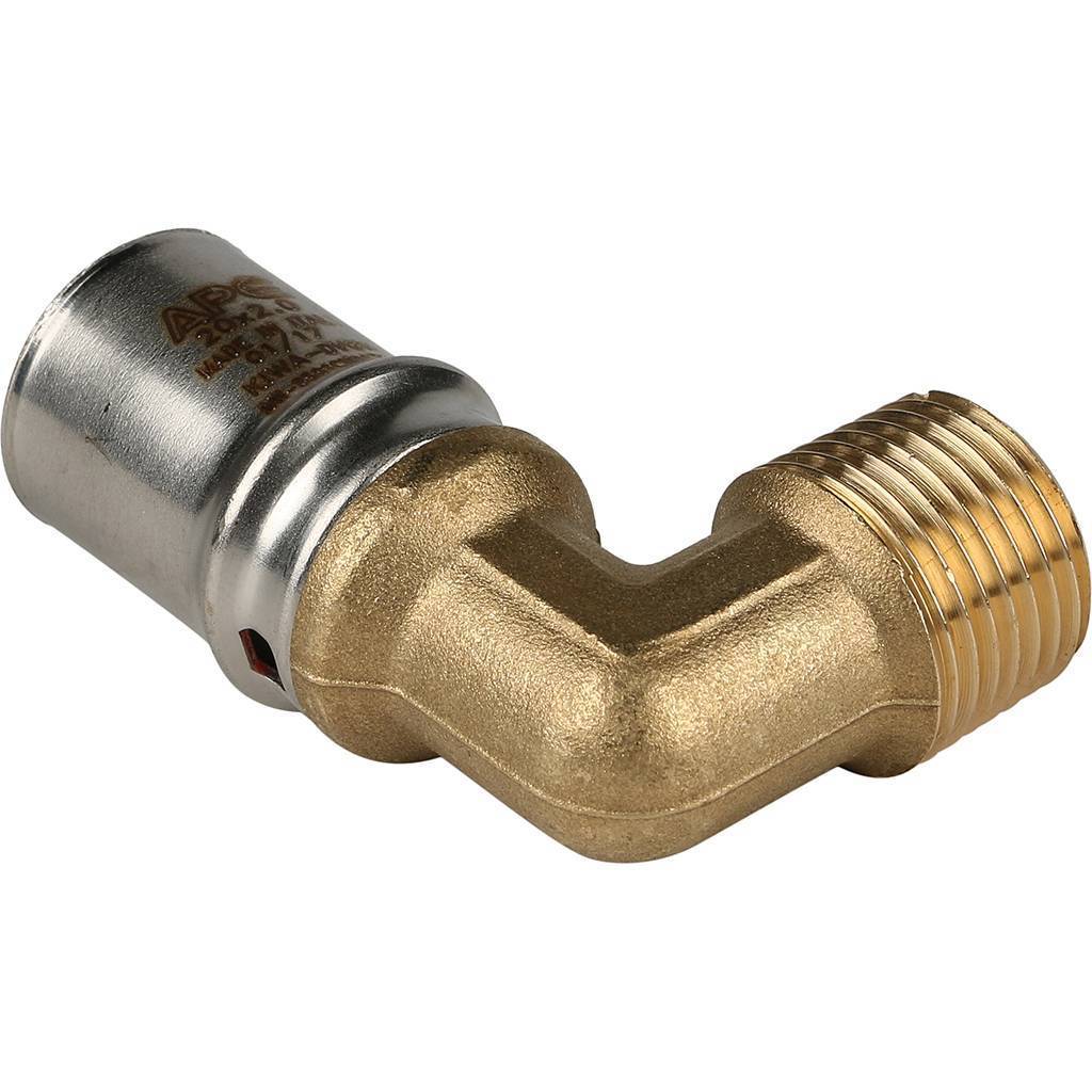 Угольник-переходник STOUT с наружной резьбой 1/2 х20 для металлопластиковых труб прессовой, SFP-0011-001220