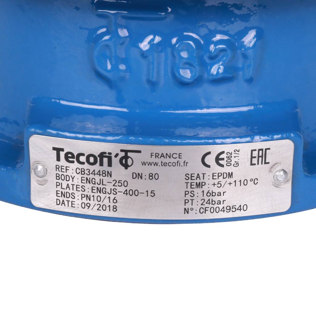 Клапан обратный Tecofi Ду80 Ру16 2/ств межфланцевый из чугуна, CB3448N-EP0080