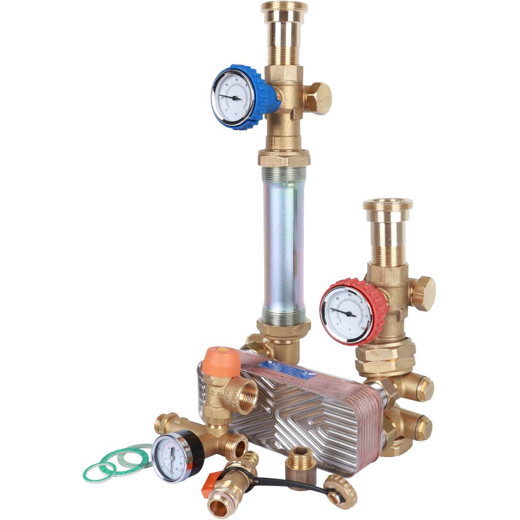 Насосная группа STOUT SDG-0038 с теплообменником 18 пластин, без насоса в теплоизоляции