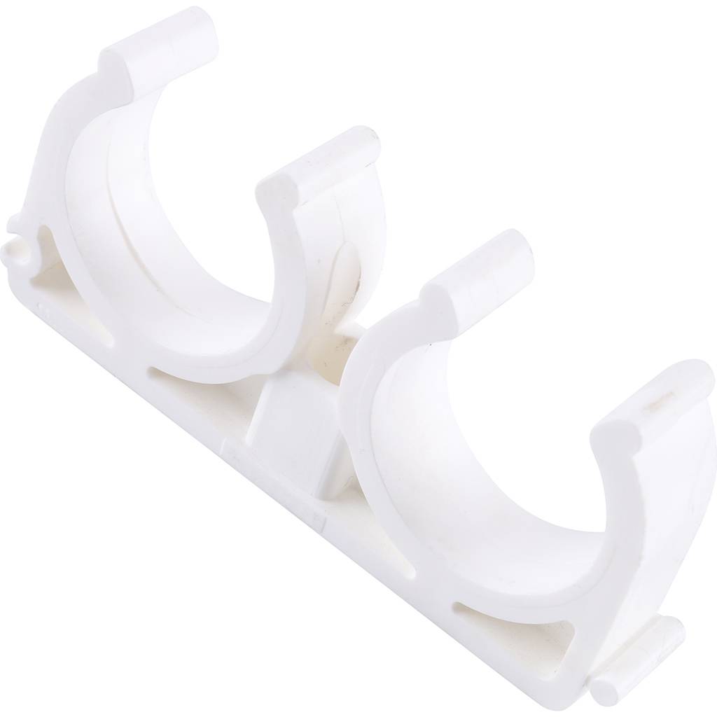 Двойное крепление Kalde d=32 для полипропиленовых труб под сварку (цвет белый), 3592-bck-323400