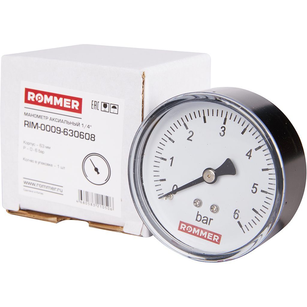 Манометр аксиальный ROMMER 63 мм 1/4