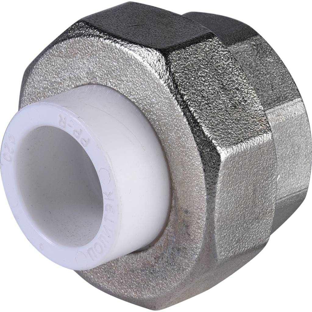 Муфта разъемная с наружной резьбой Политэк 20х1 для полипропиленовых труб под сварку (цвет белый), 9800002001