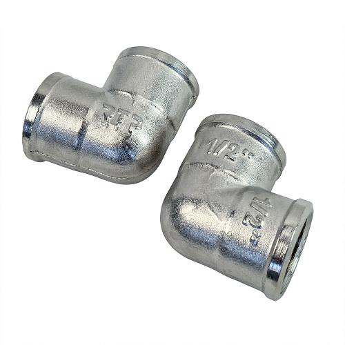 Угольник, латунь, внутренняя/внутренняя резьба 1/2х90°, никель, РТП