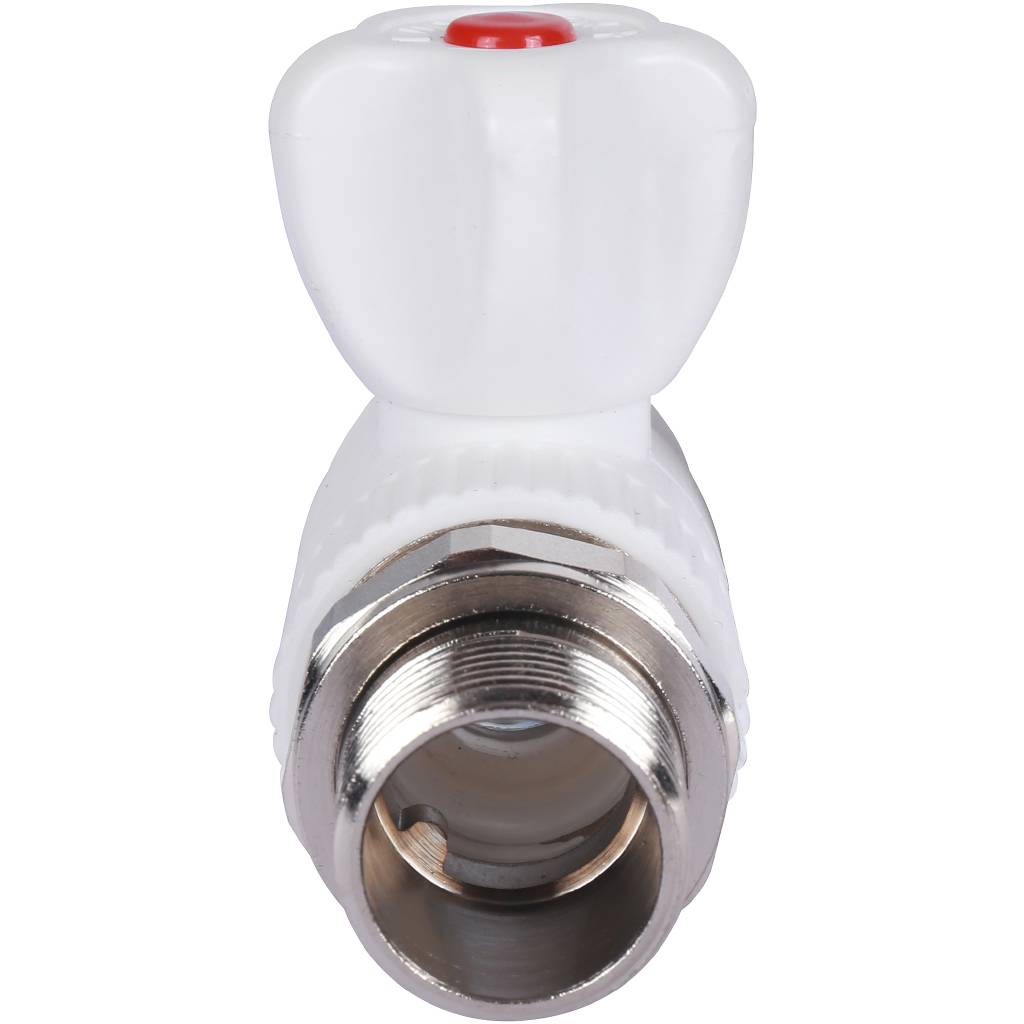 Кран шаровой Политэк 25х3/4 для радиатора прямой для полипропиленовых труб под сварку (цвет белый), 9999012534