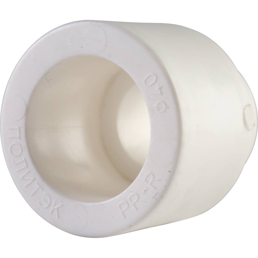 Муфта переходная внутр./наруж. Политэк 40х20 для полипропиленовых труб под сварку (цвет белый), 9200004020