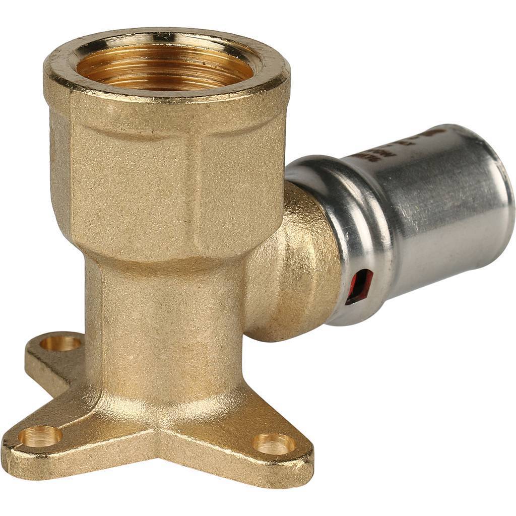 Угольник STOUT настенный с креплением короткий 1/2 х16 для металлопластиковых труб прессовой, SFP-0018-001216