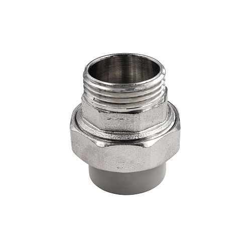 Муфта комбинированная разъемная (Американка) PPR наружная резьба 25х1,  серый, RTP