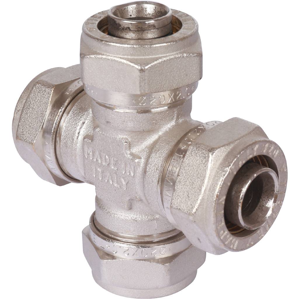 Крестовина TIEMME (20х2.0) для металлопластиковых труб винтовой, 1600088