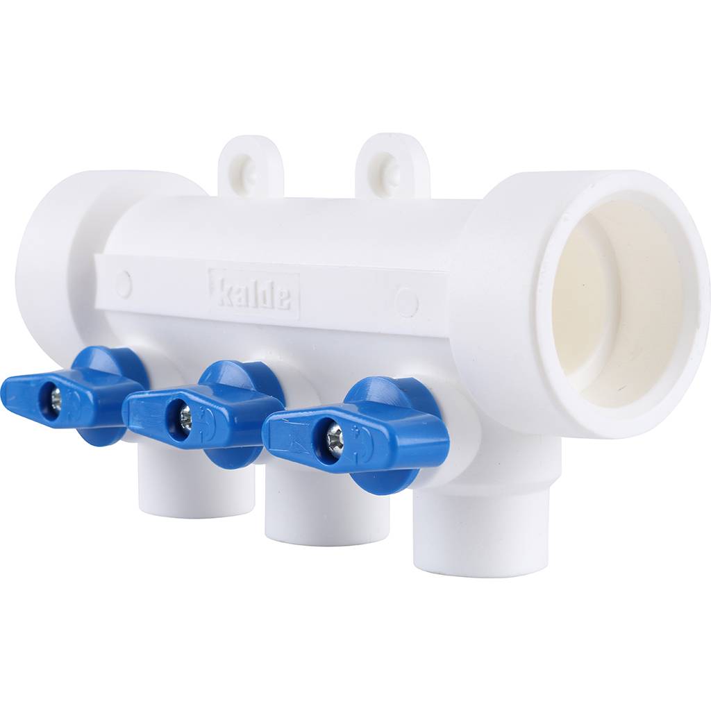 Коллектор с воздухоотводчиком и запорными кранами Kalde (3 выхода)