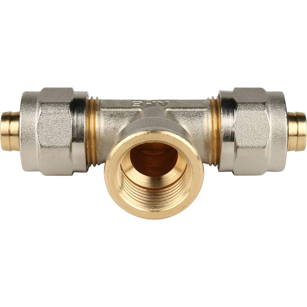 Тройник-переходник STOUT с внутренней резьбой 1/2 х16 для металлопластиковых труб винтовой, SFS-0012-001216