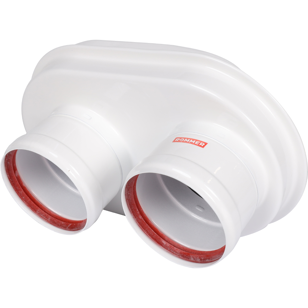 Адаптер моноблочный универсальный традиционный ROMMER переход на двухтрубную систему D80/80 (Литой) (кроме Immergas и Navien Deluxe 75/100), RCA-8080-250002