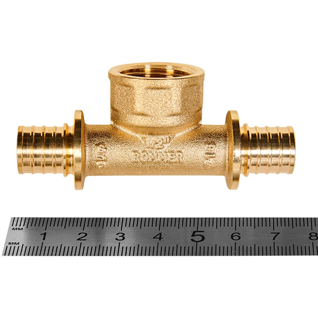 Тройник-переходник с внутренней резьбой ROMMER 16xG 1/2 для труб из сшитого полиэтилена аксиальный