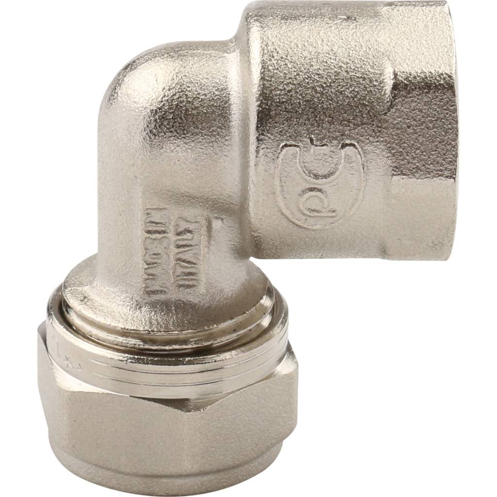 Угольник TIEMME с внутренней резьбой (16х2.0х1/2) для металлопластиковых труб винтовой, 1600006