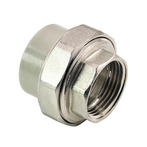 Муфта комбинированная разъемная (Американка) PPR внутренняя резьба 32х1 PN20 серый РТП