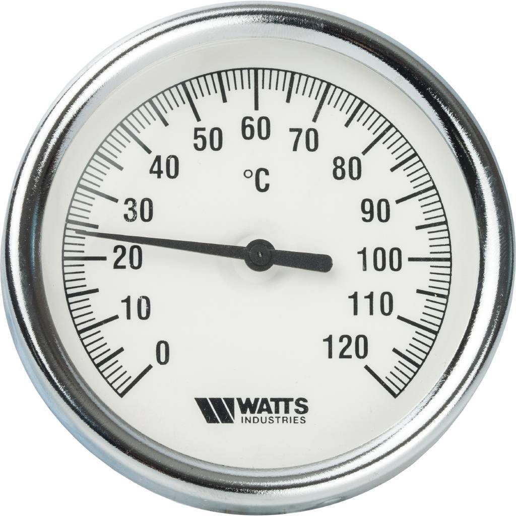 Термометр биметаллический WATTS с погружной гильзой 80 мм штуцер 50 мм