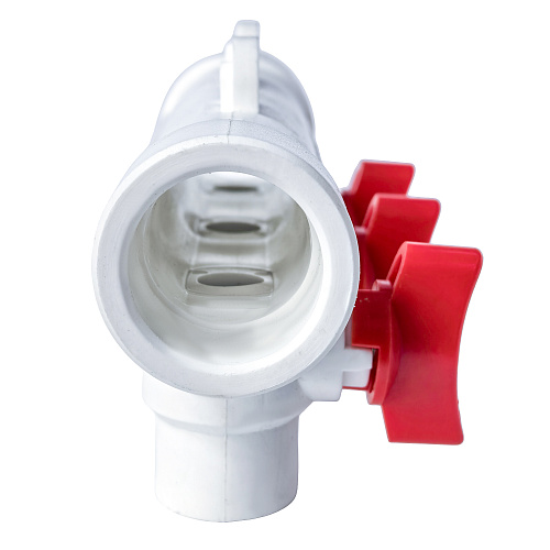 Коллектор с шаровым краном красный PPR 32х20/3,  белый, RTP