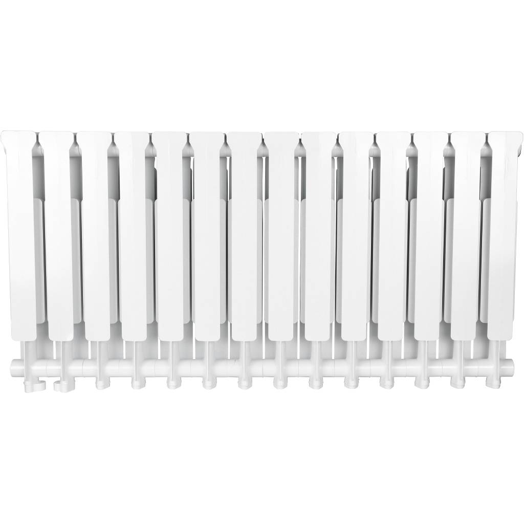 Радиатор алюминиевый STOUT Bravo 500 14 секции нижнее правое подключение (белый RAL 9010), SRA-0120-050014