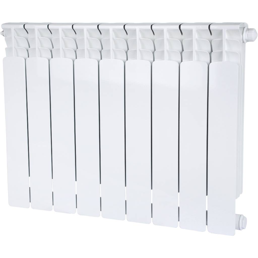 Радиатор биметаллический STOUT Space 500 9 секций нижнее правое подключение RAL9016, SRB-0320-050009