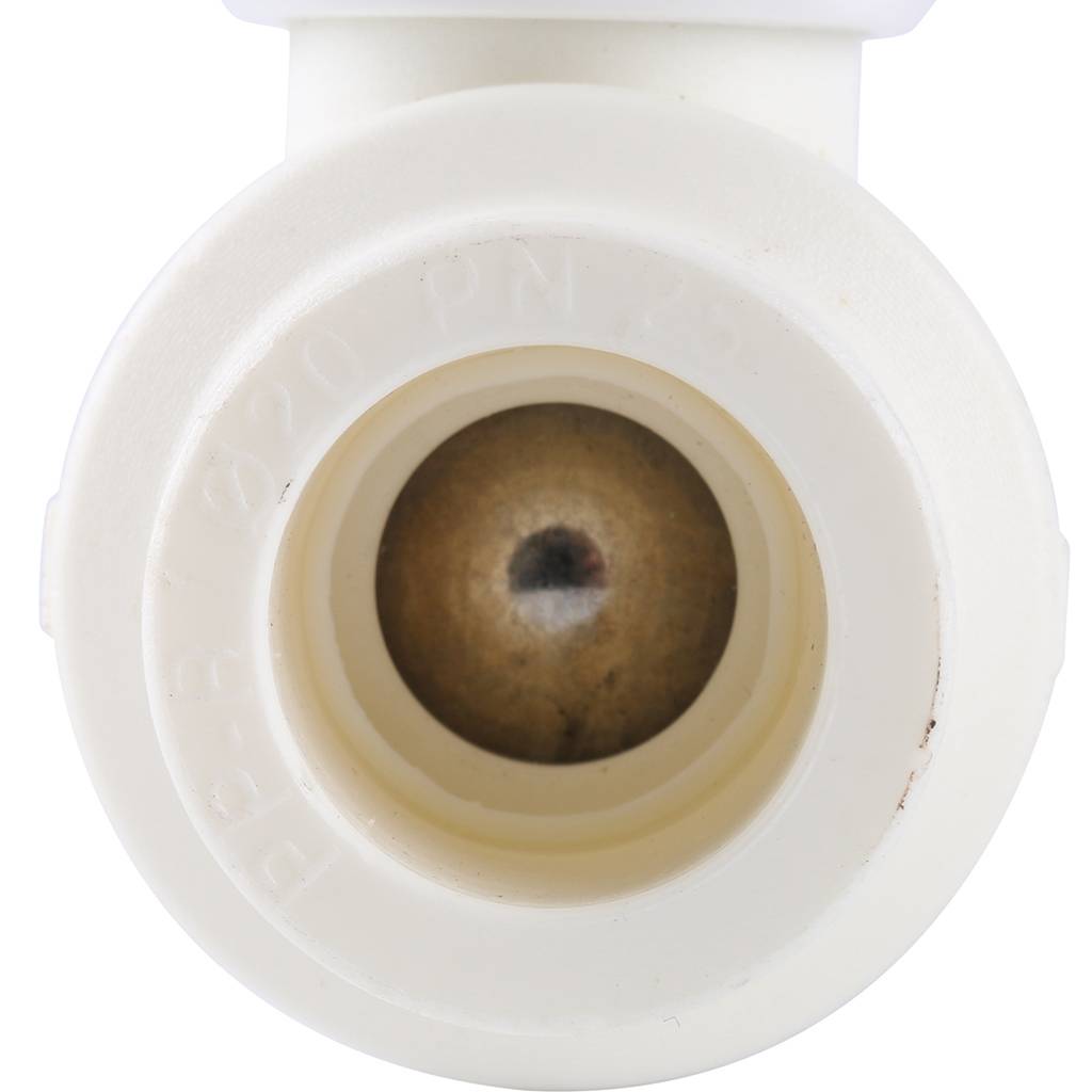 Кран шаровой Kalde разборный прямой с накидной гайкой 20x 3/4 для полипропиленовых труб под сварку (цвет белый), 3242-vlr-200c00