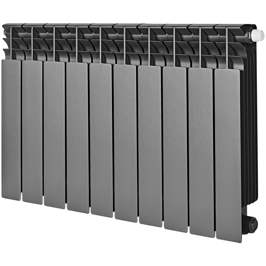 Радиатор биметаллический нижнее правое подключение STOUT TITAN VENTIL 500 10 секций (графит RAL 7024)