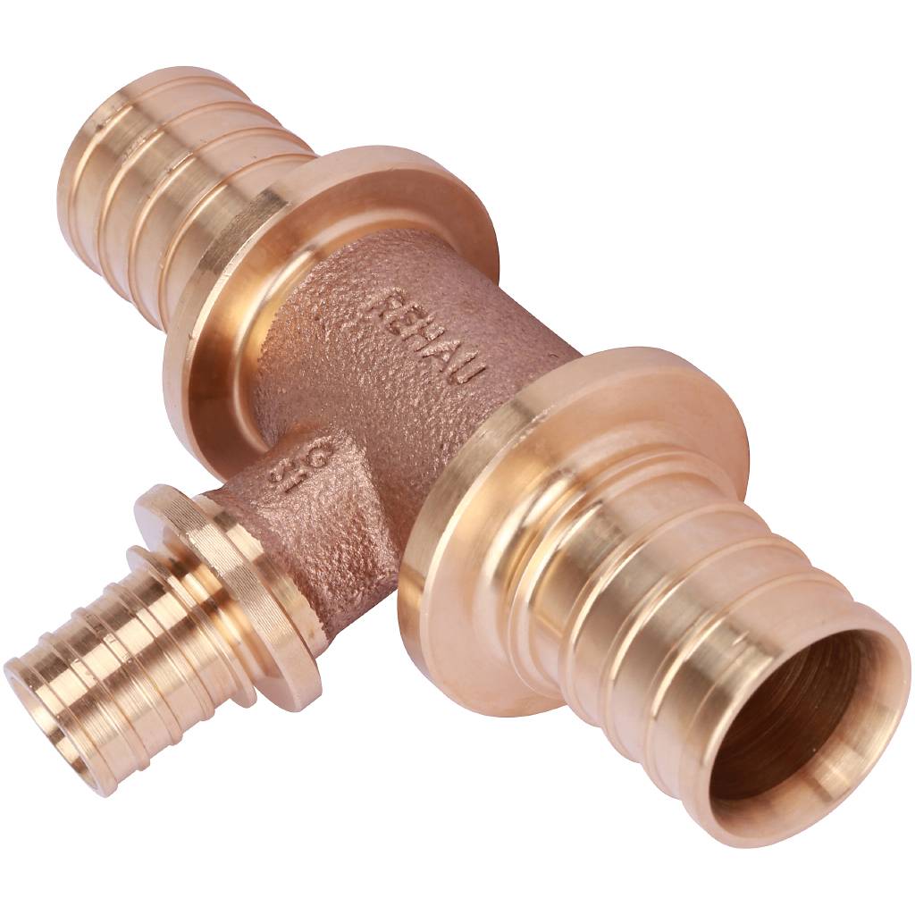 Тройник РЕХАУ RAUTITAN PLATINUM с уменьшенным боковым проходом 32-20-32 RX для труб из сшитого полиэтилена аксиальный, 14564581001