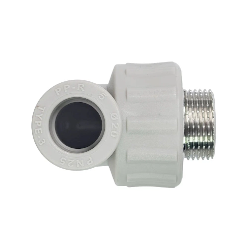 Угольник комбинированный PPR наружная резьба 20х 3/4,  серый, РТП