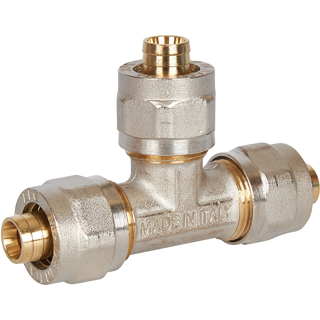 Тройник STOUT равнопроходный 16х16х16 для металлопластиковых труб винтовой, SFS-0009-000016