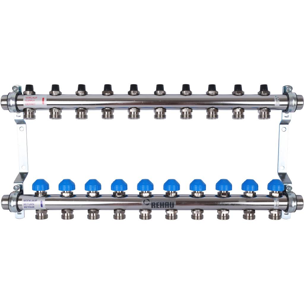 Распределительный коллектор РЕХАУ RAUTHERM S HKV на 10 контуров (нерж .сталь), 12181011001
