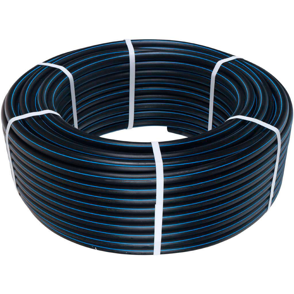 Труба напорная CYKLON ПЭ100 DN25х2,3 PN16 SDR 11 с син. полосой, метр. разметка (Отгрузка кратно 5 м.), 10011025