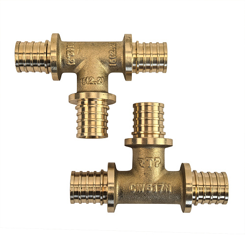 Тройник аксиальный, латунь,32, желтый, RTP