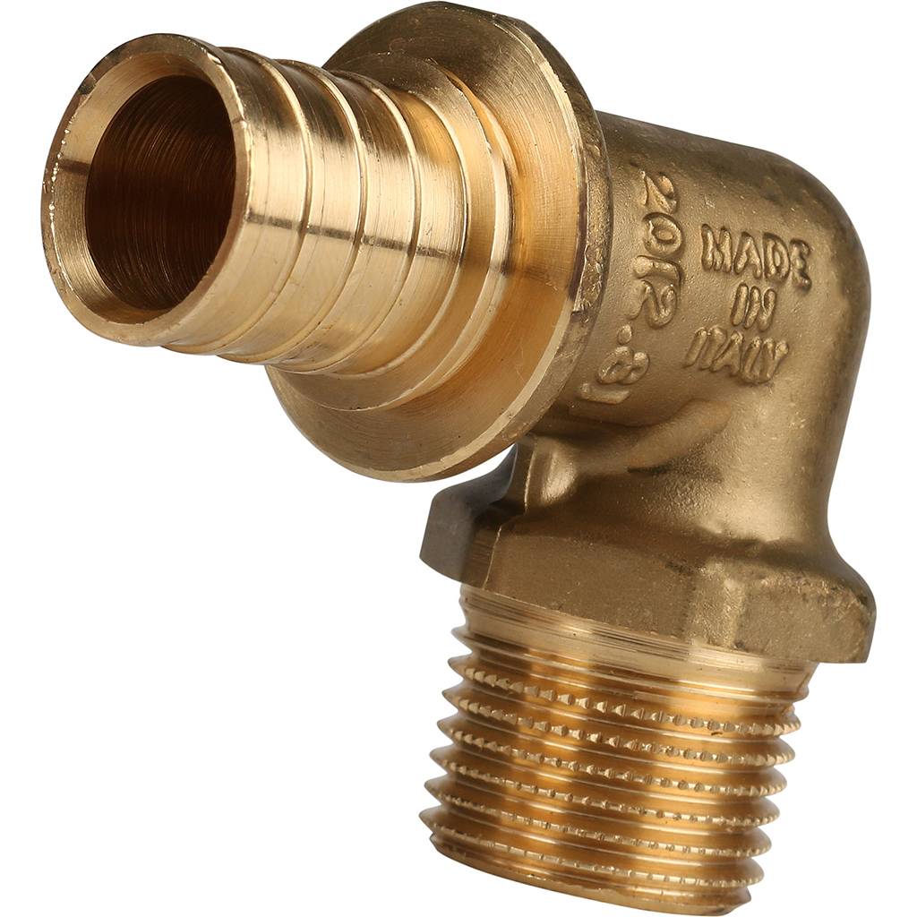 Угольник-переходник STOUT с наружной резьбой 20xR 1/2 для труб из сшитого полиэтилена аксиальный