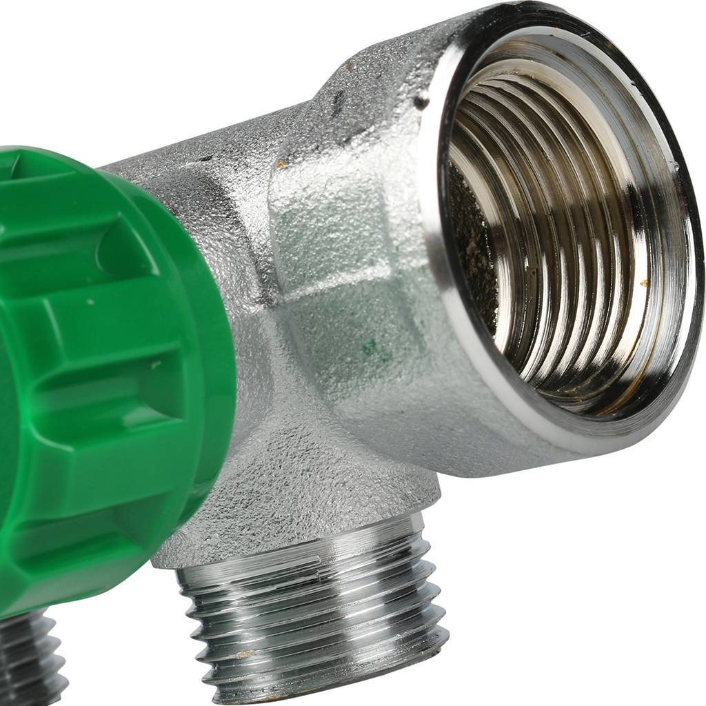 Коллектор распределительный FAR 3/4 , проходной, хромированный, 4 отвода 1/2  ЕК