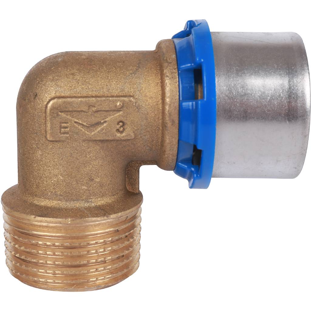 Угольник Prandelli Multyrama 90 с нар.рез.(32х3)х1 профиль H, TH, U для металлопластиковых труб прессовой, 509.05.13.2