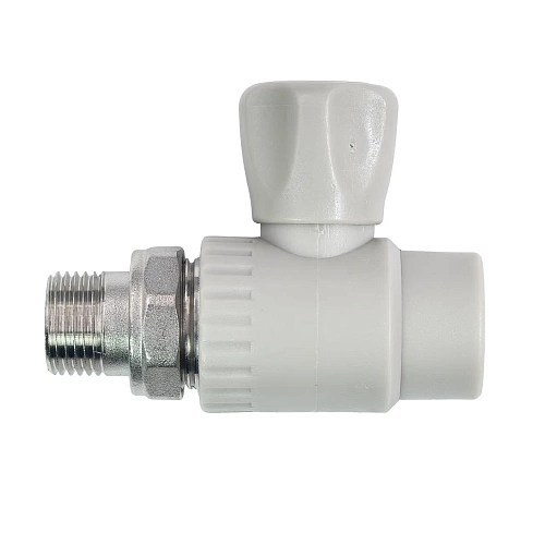 Кран шаровой для радиатора прямой PPR 20х1/2,  серый, РТП