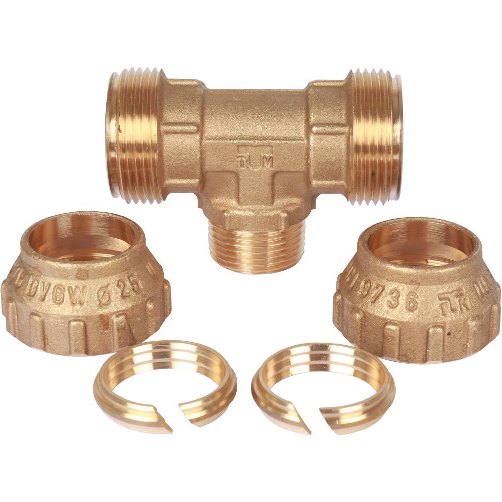 Тройник TIEMME с наружной резьбой 25х3/4х25 для труб ПНД винтовой, 3400069