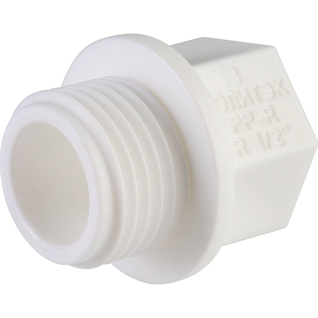 Заглушка Политэк d=20 с резьбой 1/2 для полипропиленовых труб под сварку (цвет белый), 9000012012