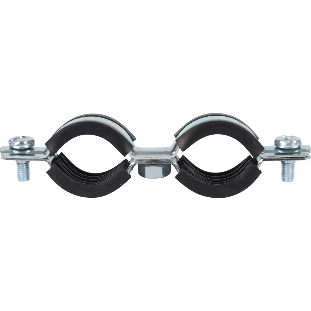 Комплект двойной хомут для труб STOUT хомут+шпилька шуруп +дюбель пластиковый 3/4 (25-29), SAC-0020-200034